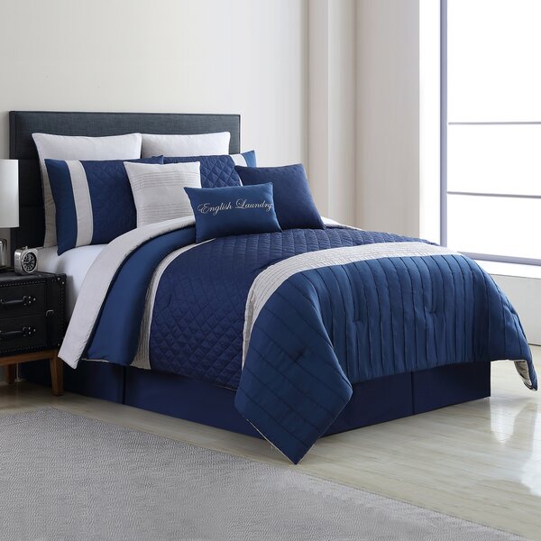 Allure Logan Royal Blue And White Microfiber Modern